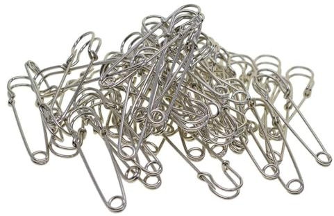 Guangcailun 50 große, stabile DIY Broschen aus Metall für Kilts, Schals und Hijabs (Sicherheits Anstecknadeln, 62 x 17 mm), Silber, 76 x 17 mm
