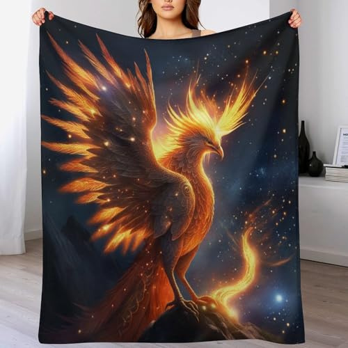 Phönix Decke Fleecedecke,Weiche Warme Überwurfdecken Kinder Oder Erwachsene Für Bett Couch Stuhl Four Seasons Wohnzimmer 150×200cm