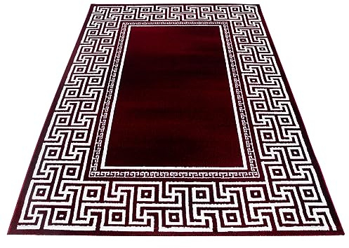 KADIMA DESIGN Designteppich Mäander Barock Pflegeleicht Praktisch Waschbar Belastbar Strapazierfähig Rot 120x170 cm Wohnzimmer Flur Oeko-TEX Zertifiziert | DRAU