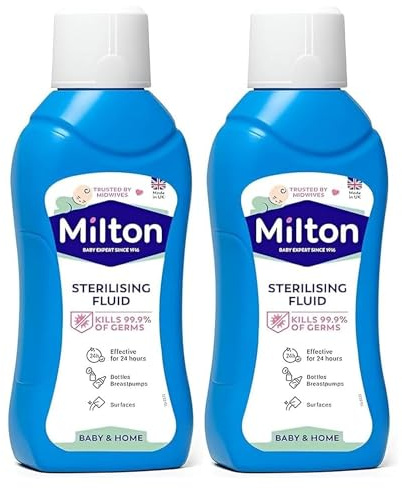 2 x Milton Sterilising Fluid 500ml Trusted Cold Water Steriliser for Baby Bottles Feeding Equipment Breast Pump Accessories and Household Items Fast Effective Hygiene Care