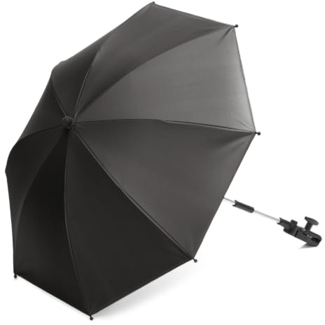 Fillikid Sonnenschirm Kinderwagen UV Schutz 50+ - Dunkelgrau | Mit Universalhalterung, verstellbar, flexibel ausrichtbar und wasserabweisend