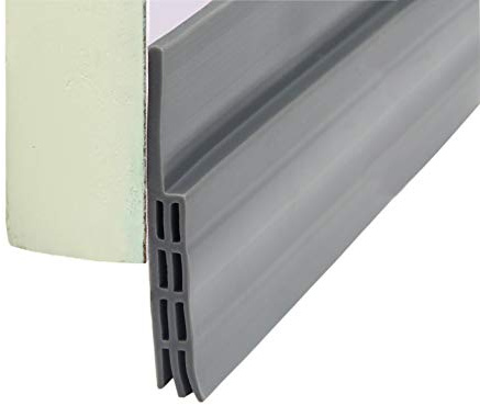 VITAM AMO Door Sweep Brush, Draught Excluder Door Draft Insulation Seal Strip Silicone Self-Adhesive Dust Sound Light Blocker 39 Inch Easy Cut to Size (Grey)