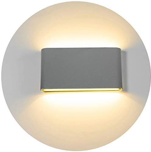 Topmo-plus 12W LED Wandspot Terrassen Wandspot Eingang Wasserdichte IP65 Wandbeleuchtung Außenwandleuchten 18CM 3000K (Grau/Warmweiß)