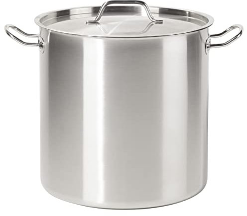 METRO Professional Olla con tapa, acero inoxidable, Ø 28cm, 17 L, con orificio de ventilación, fondo difusor de calor, apta para uso en el horno y con placa de inducción