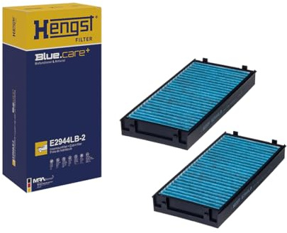HENGST - Innenraumfilter E2944LB-2 - Luftfilter für den Innenraum antibakteriell - Filtert Staub, Pollen, Gerüche & Bakterien für Allergiker - Für sauberes Innenraumklima im KFZ