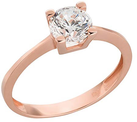 Ardeo Aurum Damenring aus 333 Gold Roségold mit Zirkonia im Brillant-Schliff Solitär-Ring Verlobungsring