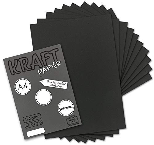 25 Blatt Vintage Kraftpapier in Schwarz DIN A4 120g schwarzes Recycling-Papier, komplett ökologischer Brief-Bogen - Briefpapier UmWelt by GUSTAV NEUSER