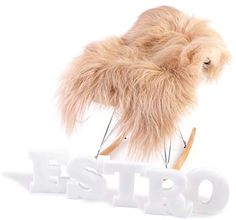 ESTRO | Echt ISLÄNDISCHER Schaffell Lammfell Teppich | Glänzend und luxuriös | Farbvielfalt ESI (Cappuccino, 100 cm)