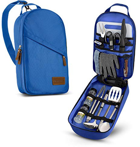 Ensemble d'ustensiles de cuisine de camping, organisateur de voyage, accessoires de gril, équipement compact portable pour la randonnée, le camping, la randonnée, les voyages, trousse de cuisine