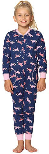 Merry Style Mädchen Schlafstrampler Strampelanzug MS10-186(Marineblau Einhorn, 158-164)