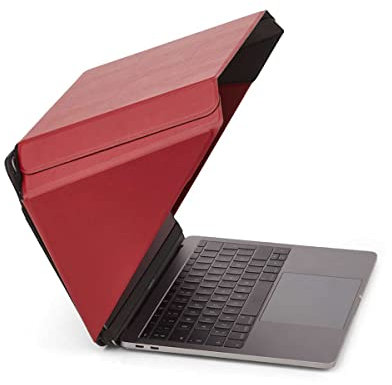 Philbert Danish Design 4-in-1 Laptop Sun Shade Lux Hood - Screen Shade, Privacy Screen, Heat Protection, Contrast Enhancement - Fits 15-16” Laptops, Self-Standing Cover with Pocket - Red
