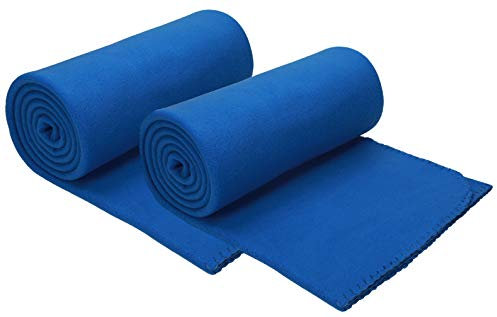 Betz Fleecedecke 2 Stück 130x170 cm 180g/m² – Weiche Wohndecke & Kuscheldecke – Flauschige Sofadecke als Tagesdecke – Leicht, wärmend & pflegeleicht – Farbe blau