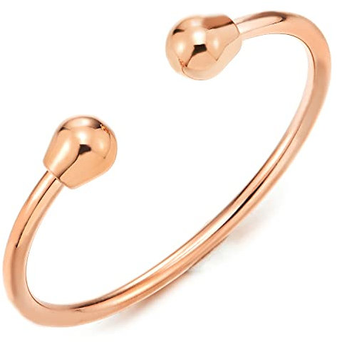 COOLSTEELANDBEYOND élastique Réglable - Bracelet Acier Inoxydable pour Hommes et Femmes - Bracelet Manchette - Or Rose