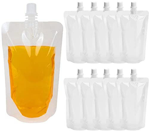 50Pcs 500ml Drink Pouches for Festivals Clear Travel Drinks Flasks Alcohol Liquor Juice Bags Drink Container Party Hot Cold Beverage Bags