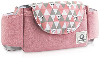 SONARIN Borsa Organizer per Passeggino,Organizzatore Universale per Passeggino,con Portabicchieri,Cinturino Addensato Usato come Borse a Mano,Universale per Tutti i Passeggini(Rosa,Rombo)