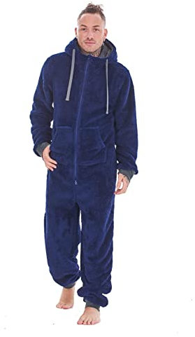 KM217-N-LX - Mens Snuggle Fleece Onesie - Navy - LX