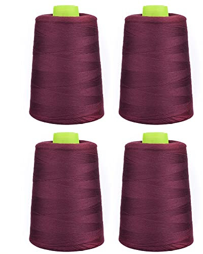 Phönix 4x5000m Universal Qualitätsgarn, Stärke 120 Nähgarn für Overlock-Nähmaschinen (Weinrot)