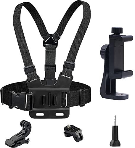 SRIKEKL Chest Mount Strap Harness for Gopro,Adjustable Cell Phone Iphone Chest Mount Strap with Action Camera Installation Bracket kit+Rotatable POV Mobile Phone Holder
