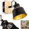 Wandleuchte Safari, Wandlampe aus Metall/Holz in Schwarz/Chrom/Gold/Hellbraun, verstellbare Leuchte, Retro-/Vintage-Design, Lichteffekt u. An-/Ausschalter am Gehäuse, 1-flammig, E14, ohne Leuchtmittel