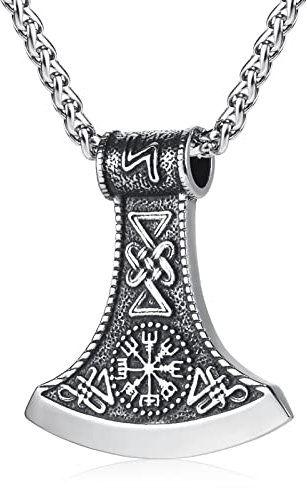 WESTMIAJW Viking Jewellery for Men Norse Axe Amulet Pendant Necklaces Chain Jewellery 60cm