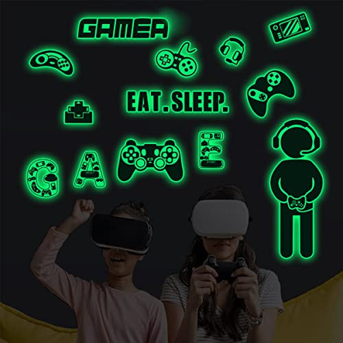 WandSticker4U®- Wandtattoo GAMER leuchtend I Wandbild: 57x55 cm I Gaming Wandtattoo Kinderzimmer Jungen leuchtet im dunkeln Game Wandsticker Jugendzimmer Junge COOL