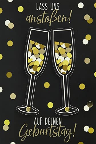 bsb - Lustige Geburtstagskarte Sektgläser 11,6 x 16,6 cm - Karte zum Geburtstag mit Drehscheibe - Glückwunschkarten mit Umschlag - Geburtstagskarte Frauen & Männer - Moving Cards