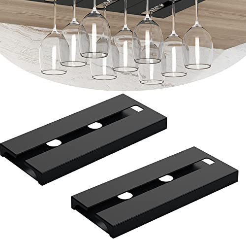 Giorno di casa Soporte para copa de vino invertido, estante colgante, 25 x 11 cm, taza de vino tinto, soporte para taza colgante para bar hogar (negro)