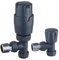Anthracite Angled TRV Thermostatic Radiator Valves Modern Radiator Valves 15mm x 1/2 (Set of 2) for Heated Towel Rails & Central Heating Radiators Radiator Valve Set