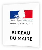 DECOHO - Pictogramme panneau signalétique mairie - Plaque porte PMMA - Picto noir, Bureau du Maire - 9x9 cm - Blanc