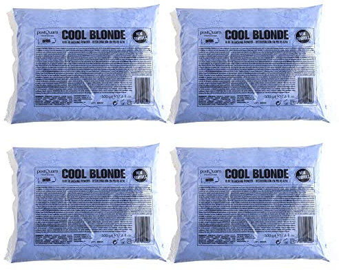 PostQuam - Polvo Decolorante Azul Cool Blonde - Pack 4x500g - Aclara hasta 9 Tonos - Decoloración Profesional para Cabello - Bajo Olor a Amoníaco - Polvo Microgranulado Compacto