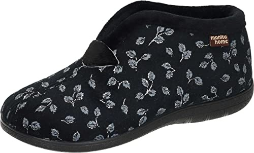 Manitu Damen 340047-01 Hausschuh, schwarz, 36 EU