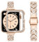 wutwuk Compatible Slim Bling Apple Watch Straps with Case 38mm for Women and Girls, Stainless Steel Metal Replacement Strap, Jewelry Metal Watch Strap for iWatch Series 3 2 1 38mm Rose Gold