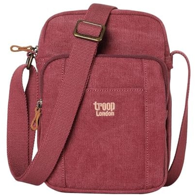 TRP0370 Troop London Classic Canvas Umhängetasche, burgunderfarben