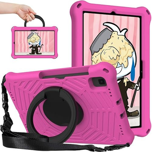 Per Galaxy Tab S6 Kids Case 10,5 pollici 2019, motivo ragnatela EVA Foam, con anello maniglia stand e tracolla custodia tablet per Samsung Galaxy Tab S6 SM-T860/T865, rosa