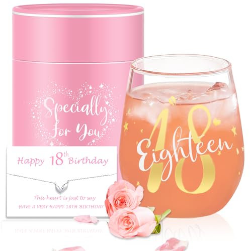 Yalucky Verre à Vin Personnalisé - Cadeau Original pour Fille 18 Ans - Déco Anniversaire Femme