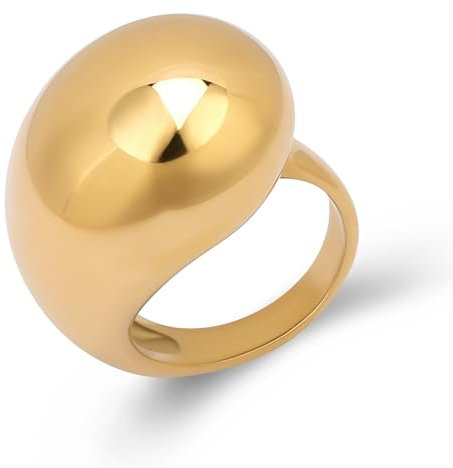 Joacii 18K vergoldet Puffy Dome Stapelringe Thick Band Statement Gold Ringe für Frauen Non Tarnish Comfort Fit Größe 6