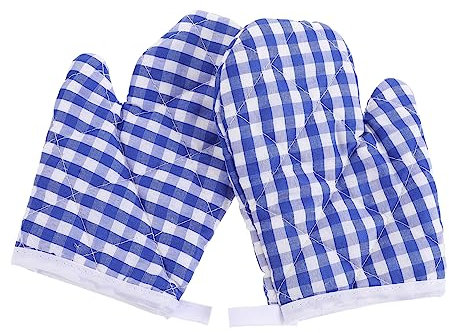 KICHOUSE 2pcs Kids Heat Resistant Mitts Microwave Gloves Children's Oven Mittens Anti-Scalding Thick Polyester Kitchen Tablecloth Toddler Heating Furnace