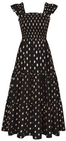 GRACE KARIN Women's A-Line Casual Summer Lightweight Flutter Sleeve Beach Maxi Dress Black 2XL