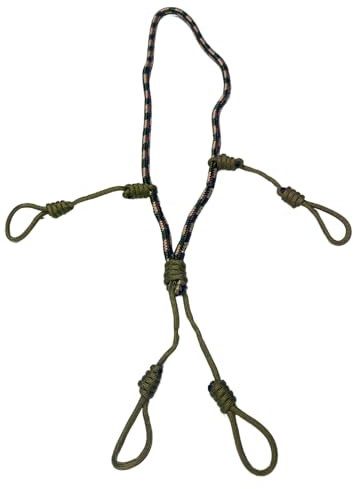 HuntEmUp Ultimate Camo Rope Call Lanyard – Duck Call Goose Call Lanyard – Duck Hunting Lanyard – Einzelseil 4 Schlaufen – geeignet für 3 oder 4 Anrufe, Grün , Einheitsgröße