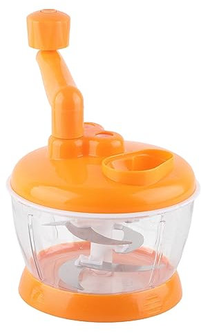 Robot Culinaire Manuel, Hachoir à Ail Manuel Multifonctionnel à Manivelle, 6 Lames en Acier Inoxydable, Hachoir à Main avec Récipient Transparent pour Légumes, Viande, Fruits,