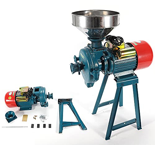 Molino de Cereales Eléctrico 2200W, Molino de Grano Molino Eléctrico 1400r/min, Molinillo Electrico de Molino con Tolva, Diámetro de Molienda Mínimo 60 malla