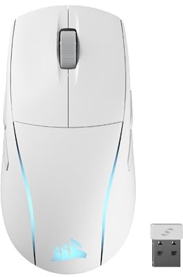 Corsair M75 Mouse da gioco wireless RGB leggero FPS - 26.000 DPI - Pulsanti laterali intercambiabili - Compatibile con iCUE - PC - Bianco