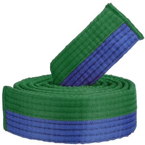 PATIKIL Cinturón de Rango de Taekwondo de Colores 1.6 x5.2ft 1.6M Cinturón de Poliéster para Artes Marciales Judo Karate para Enseñanza de Entrenadores Verde-Azul
