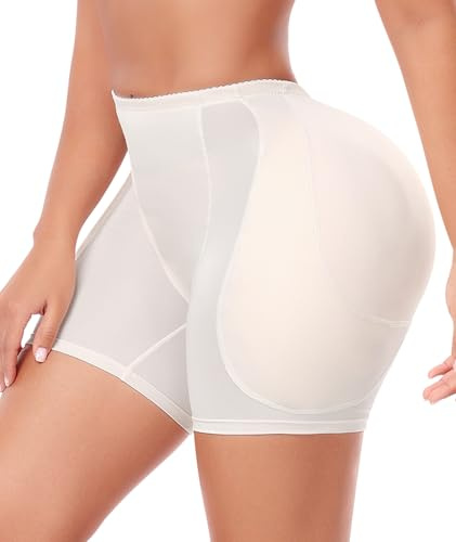 Trinorla Damen Hüft-gepolsterte Shapewear Booty Lifter Butt Enhancer Abnehmbare 4 dickere Pads Kontrolle Panty für größeren Hintern, Beige, XXL