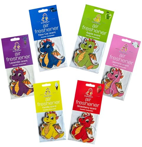 Car Air Fresheners [6-Pack] - Funny Car Air Freshener for Women and Men - Long Lasting Scents of Strawberry, Vanilla, Jasmine, Lavender, Green Apple, New Car - Ideal Air Freshener Car Multipack