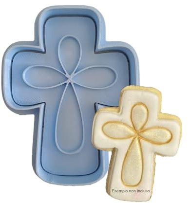 Tagliabiscotti.it - Croce Mod.1 Prima Comunione/Cresima - Cookies Cutter - Formina Stampo per decorazione biscotti in pasta di zucchero - 8cm x 6cm, CRC-S-02-08