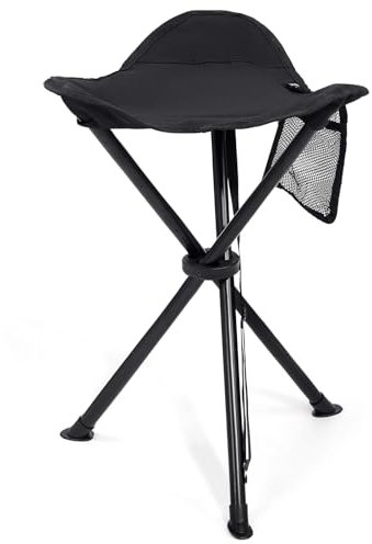 EVER ADVANCED Klapphocker Faltbar Dreibeinhocker Ultraleicht, Campinghocker 53.3cm Hoch 102KG Belastbar mit Seitentasche, Tragbarer Angelhocker Klappbar für Camping Jagd Wandern Angeln