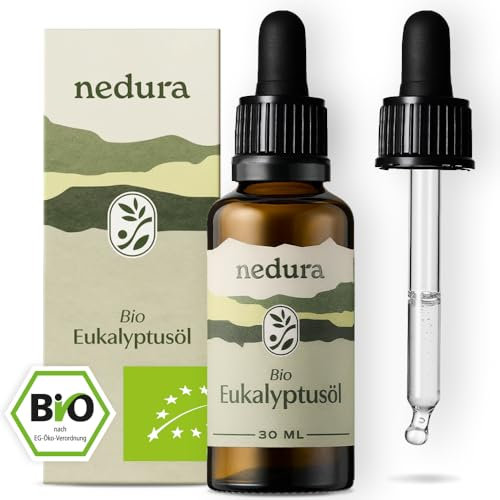 nedura® BIO Eukalyptusöl [100% NATURREIN] - Hochdosiertes Ätherisches Eucalyptus Oil - Frisch & belebend - für Aromatherapie, Duftlampe, Diffusoren, Raumduft - Eucalyptus Oil - 30 ml