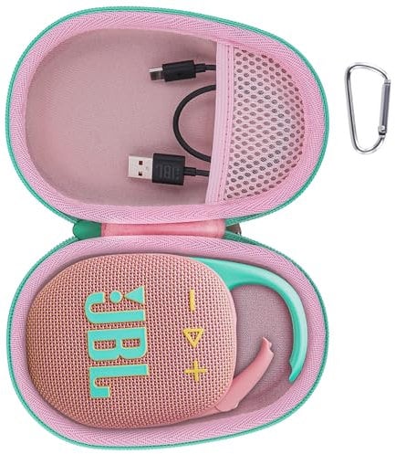 Aenllosi Étui Rigide Compatible avec JBL Clip 5 Enceinte Bluetooth Ultra Portable(Étui Uniquement) (Rose)