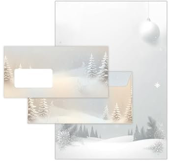 Briefpapier Weihnachten Weihnachtsbriefpapier mit Umschlag Umschlägen mit Fenster Weihnachtspapier A4 für Kunden (100 Blätter + 100 Umschläge)